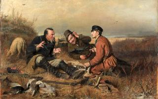 Vasilij G. Perov. Jäger auf der Rast, 1871.